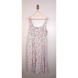 Old Navy Floral Linen Blend Smocked Cottagecore Midi Dress Women's Size L
